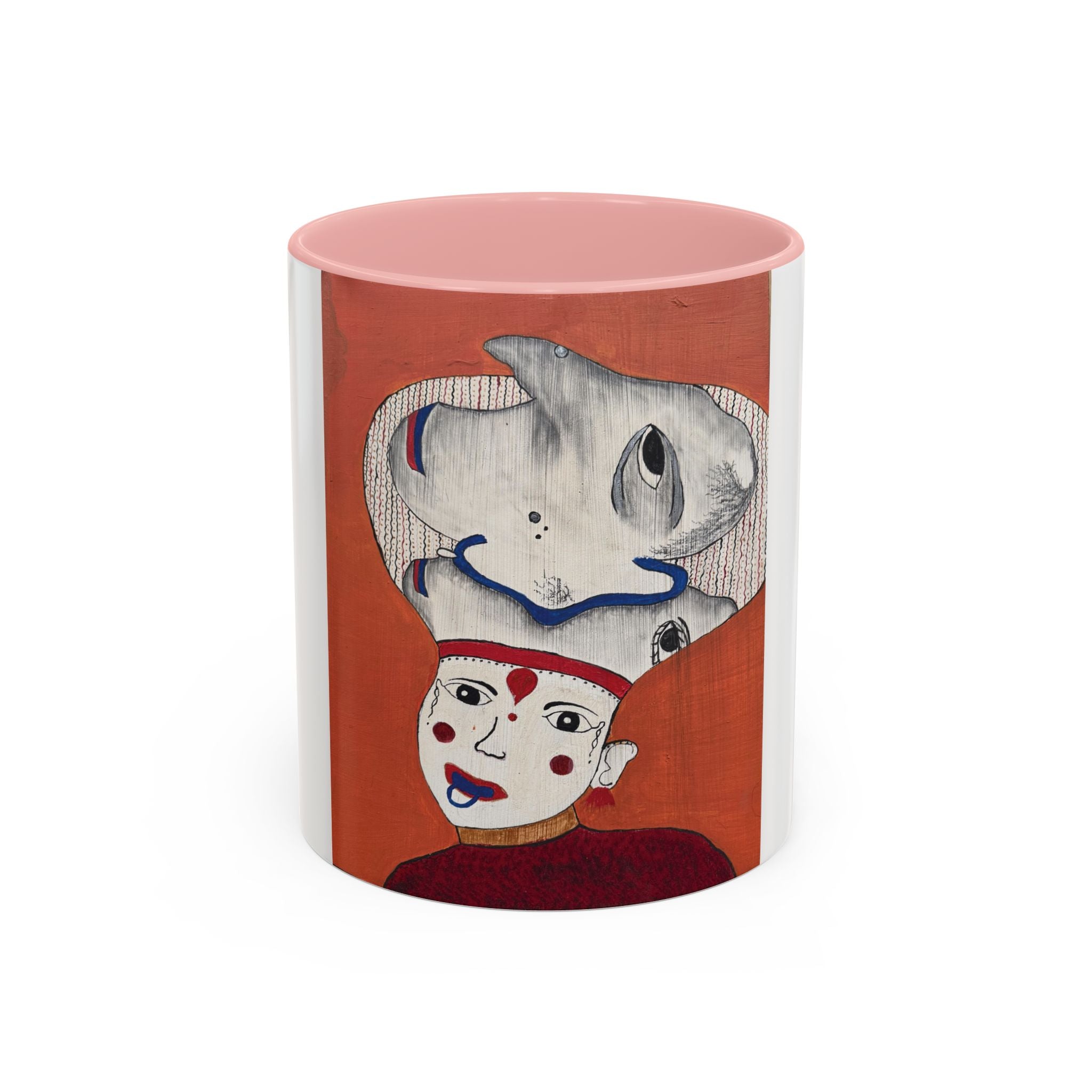 Surreal Face with Whale Hat Mug | Accent Coffee Mug