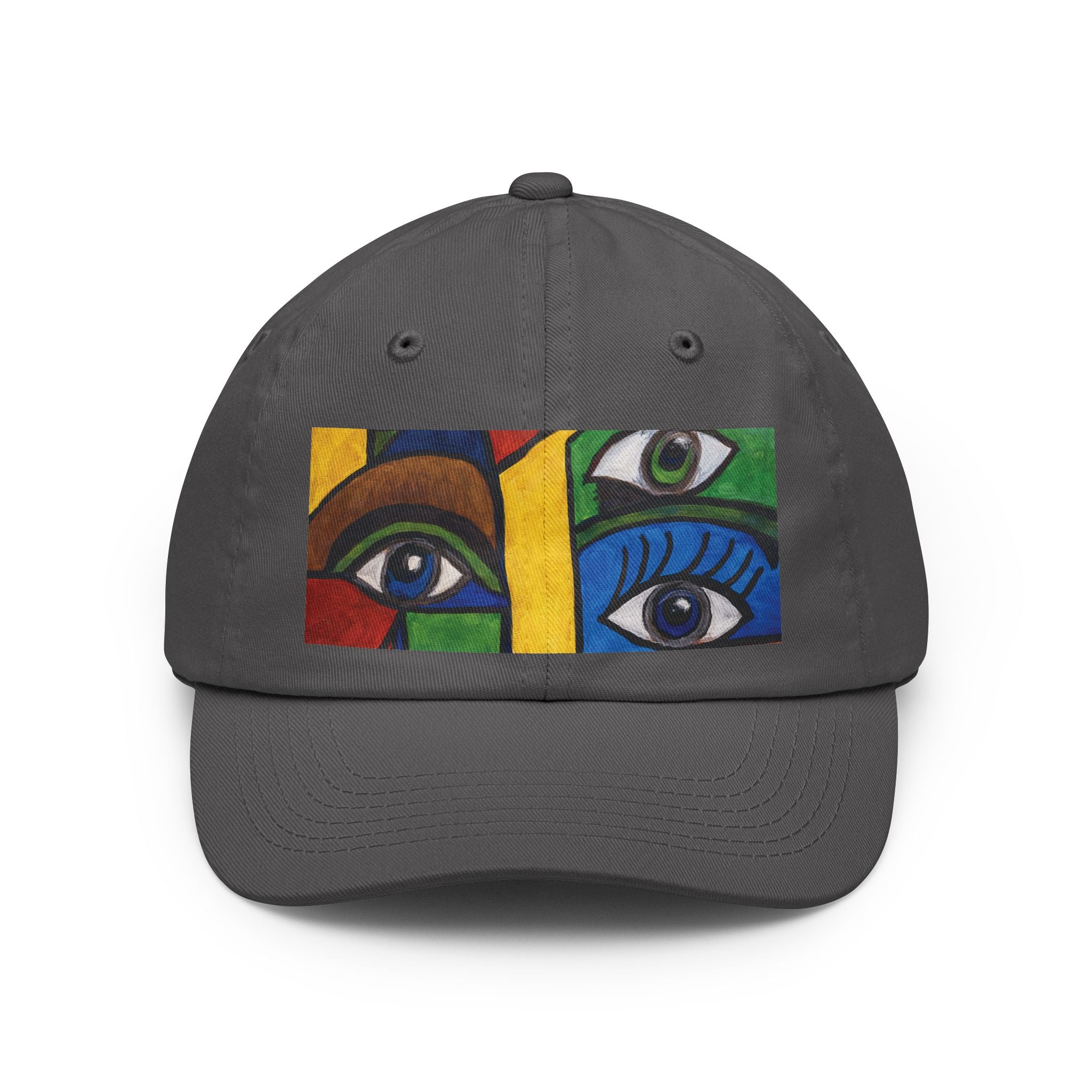 Abstract Eyes Dad Hat — Colorful Cubist Eye Art Cap