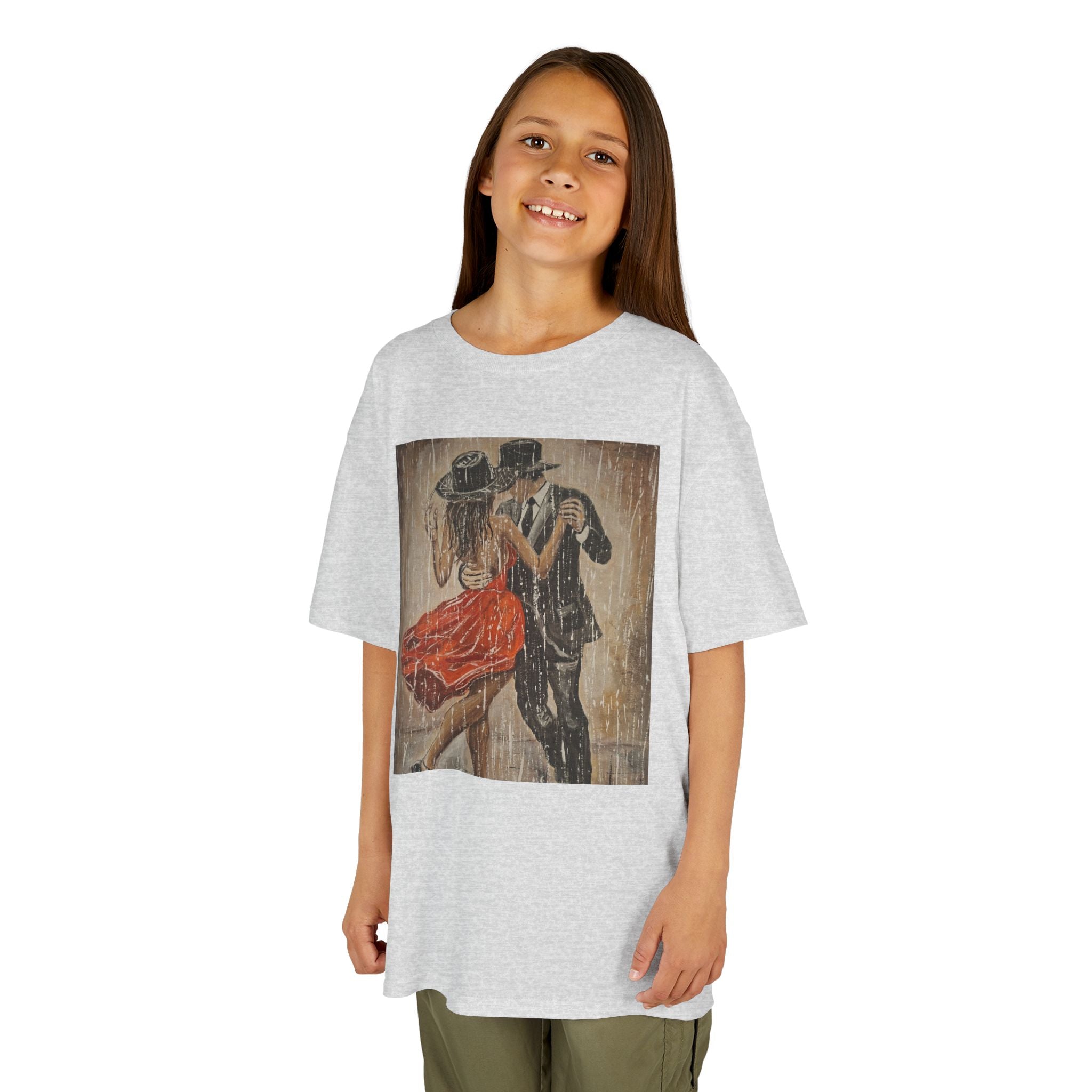 Kids Dance & Violin Art Tee — Vintage Ballroom Couple & Violinist Graphic Shirt