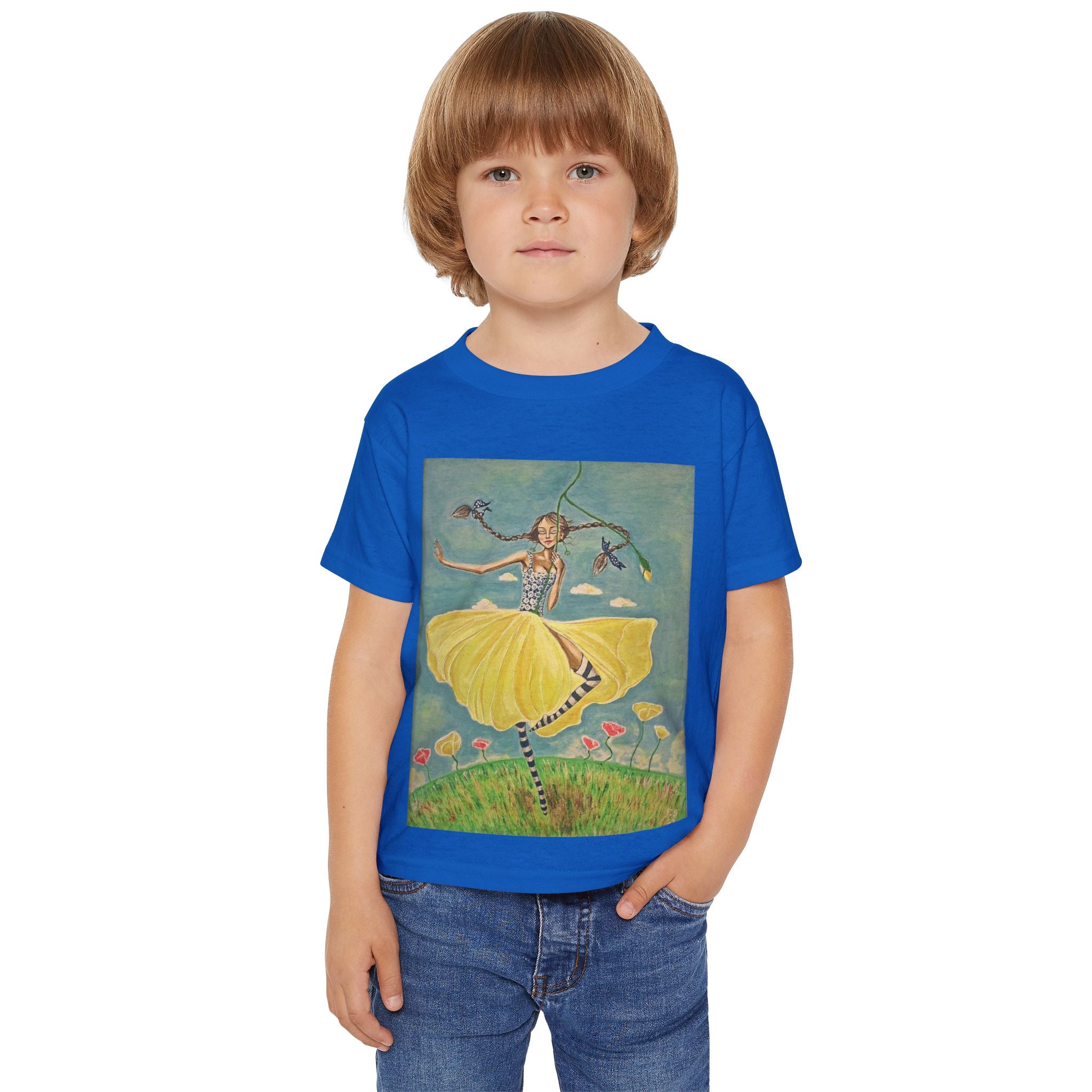 Dancing Girl Illustration Toddler T-shirt | Whimsical Kids Art