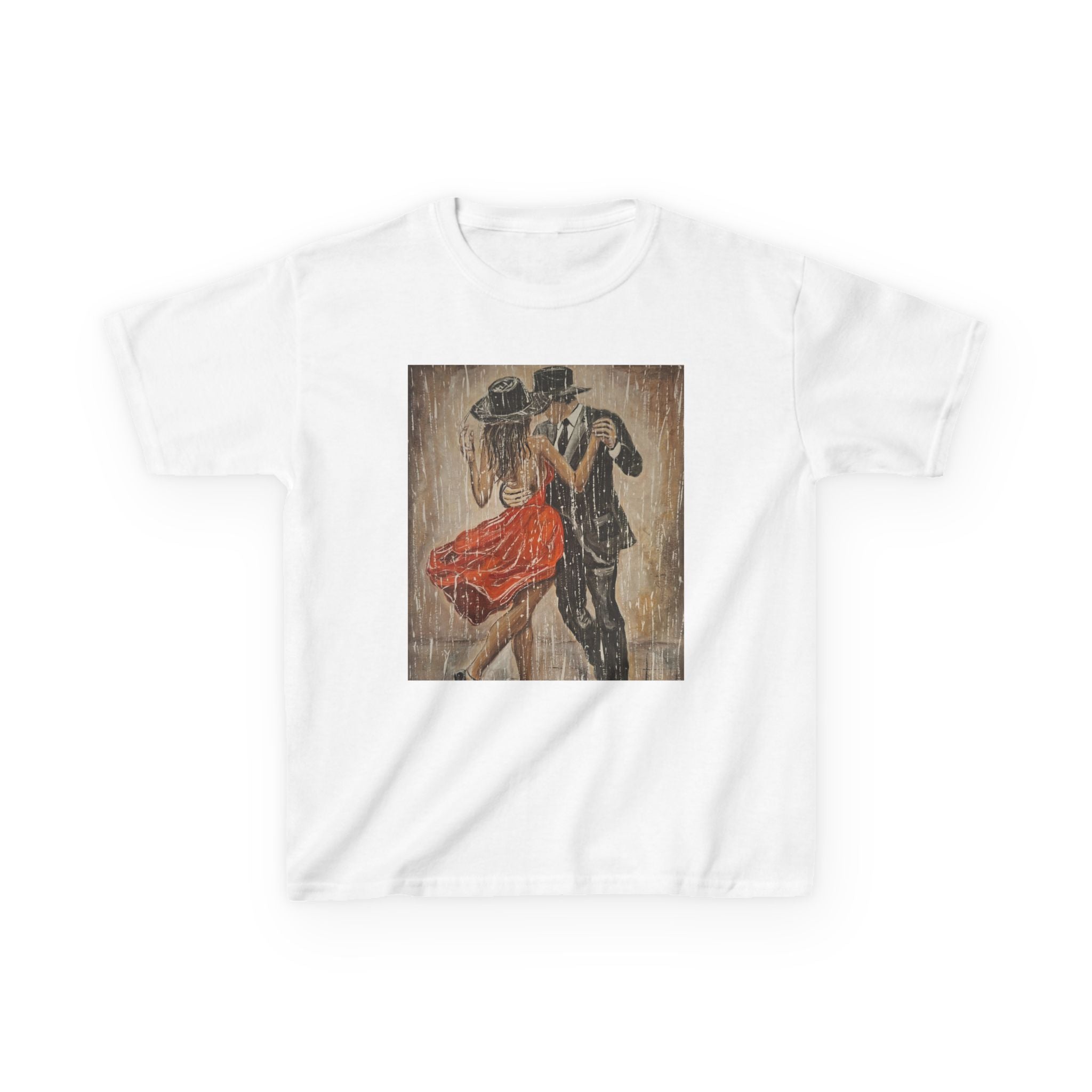 Kids Dance & Violin Art Tee — Vintage Ballroom Couple & Violinist Graphic Shirt