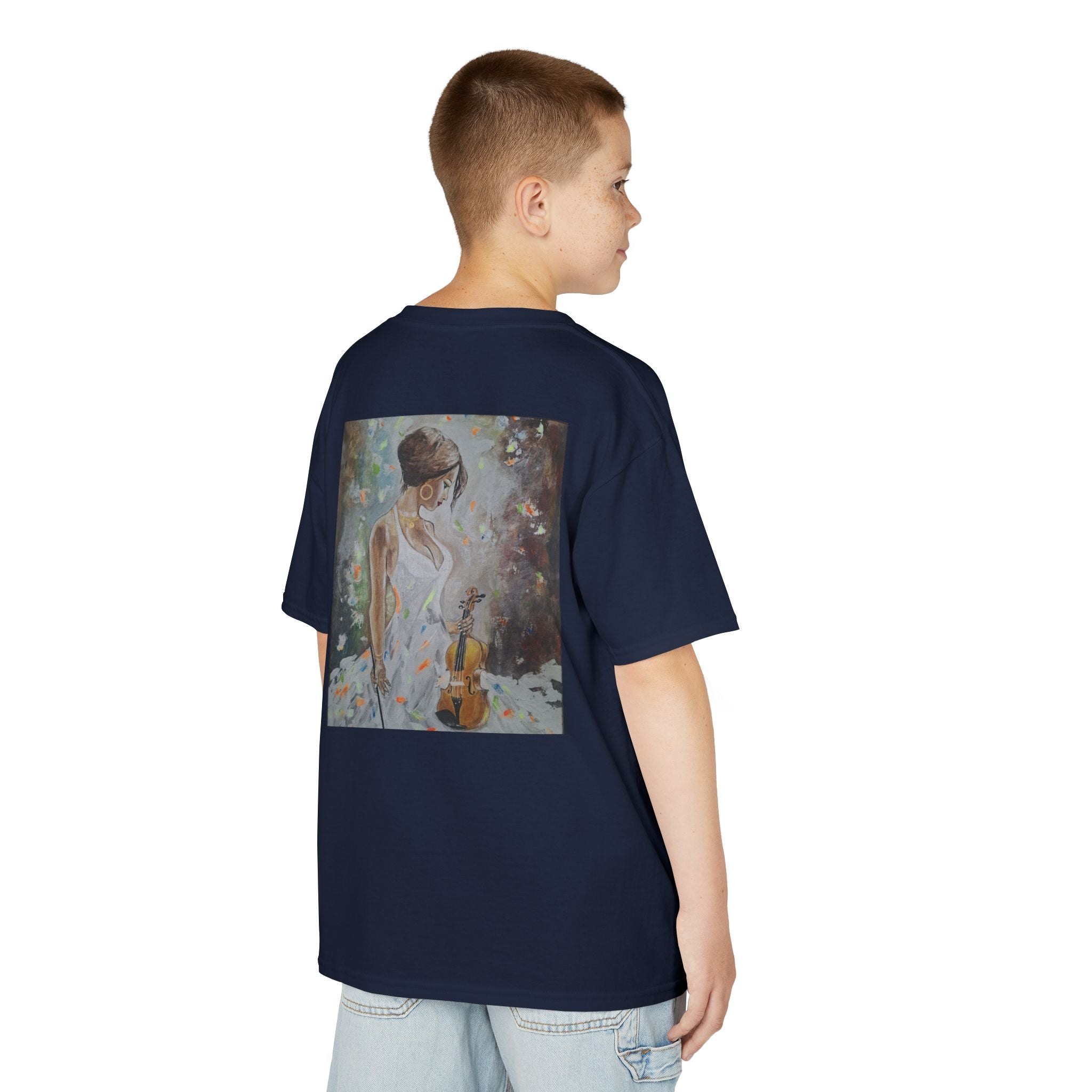 Kids Dance & Violin Art Tee — Vintage Ballroom Couple & Violinist Graphic Shirt