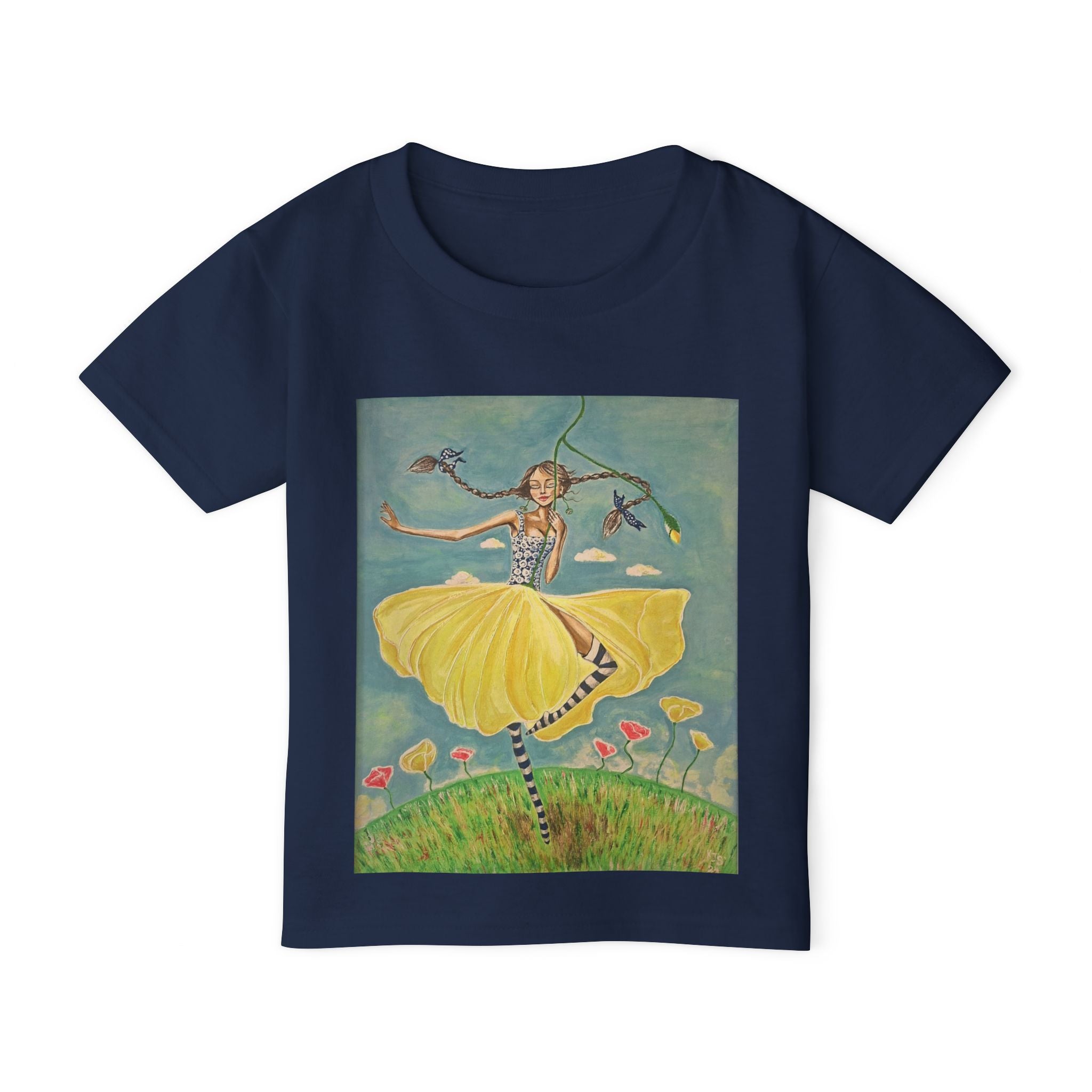 Dancing Girl Illustration Toddler T-shirt | Whimsical Kids Art