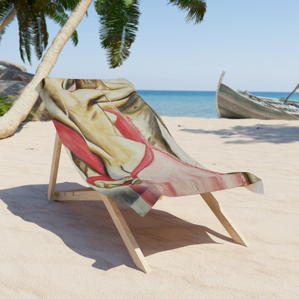 Vintage Pin-Up Beach Towel – Retro Bikini Girl Illustration