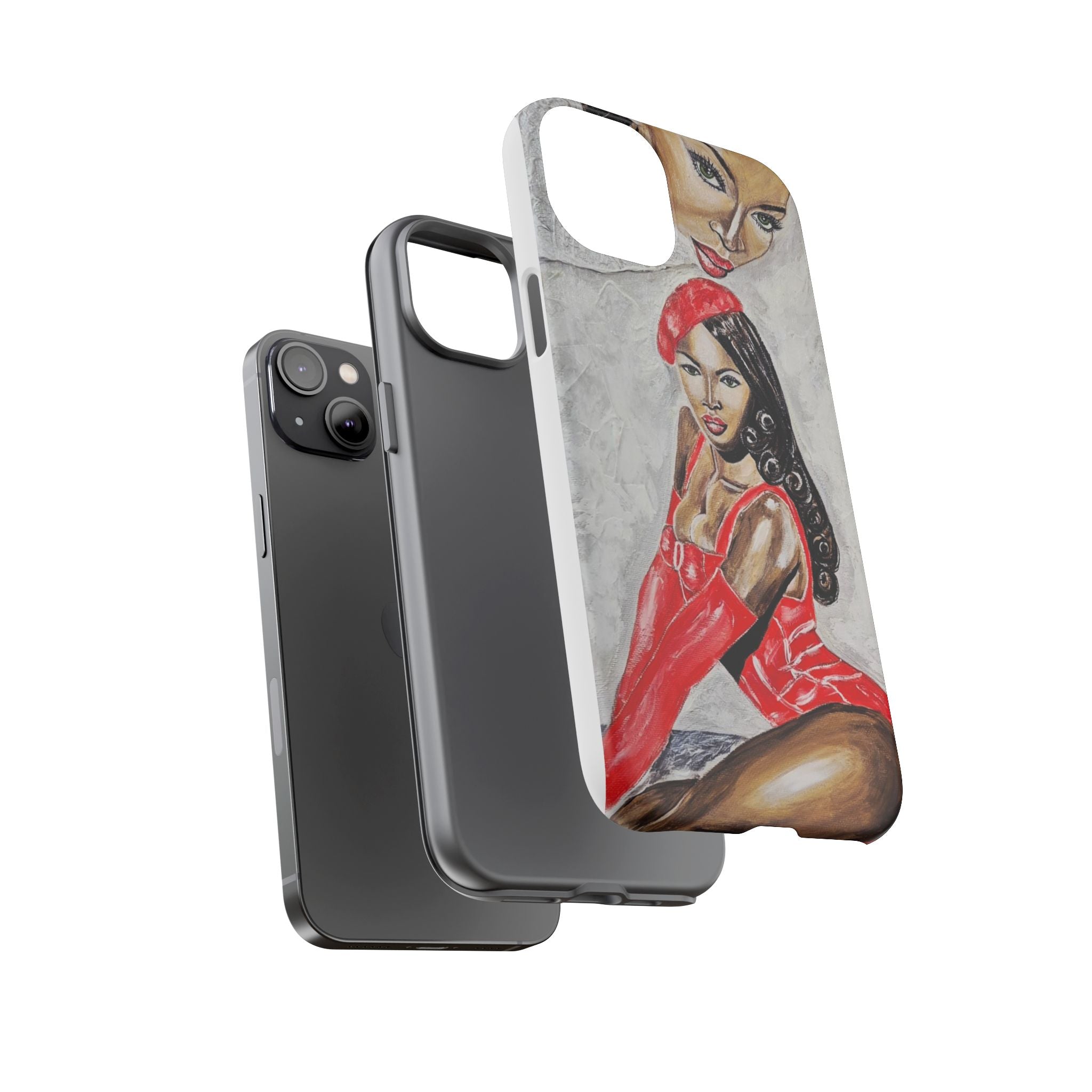 Pinup Girl Illustration Phone Case | Retro Femme Fatale, Red Outfit
