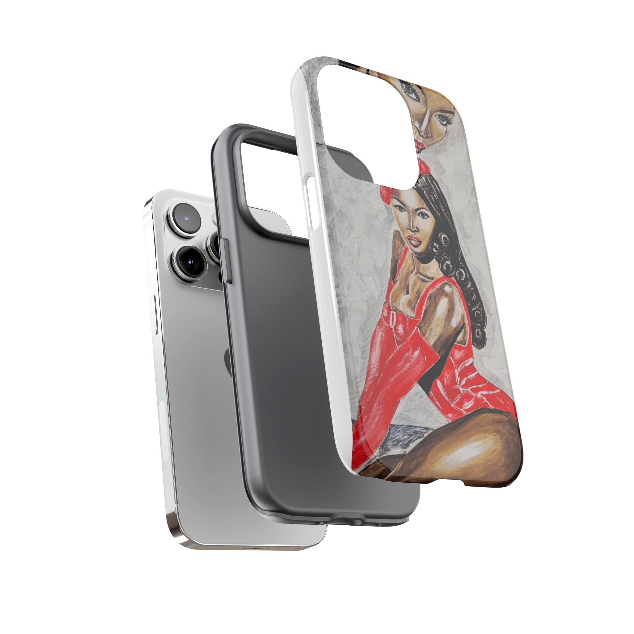 Pinup Girl Illustration Phone Case | Retro Femme Fatale, Red Outfit