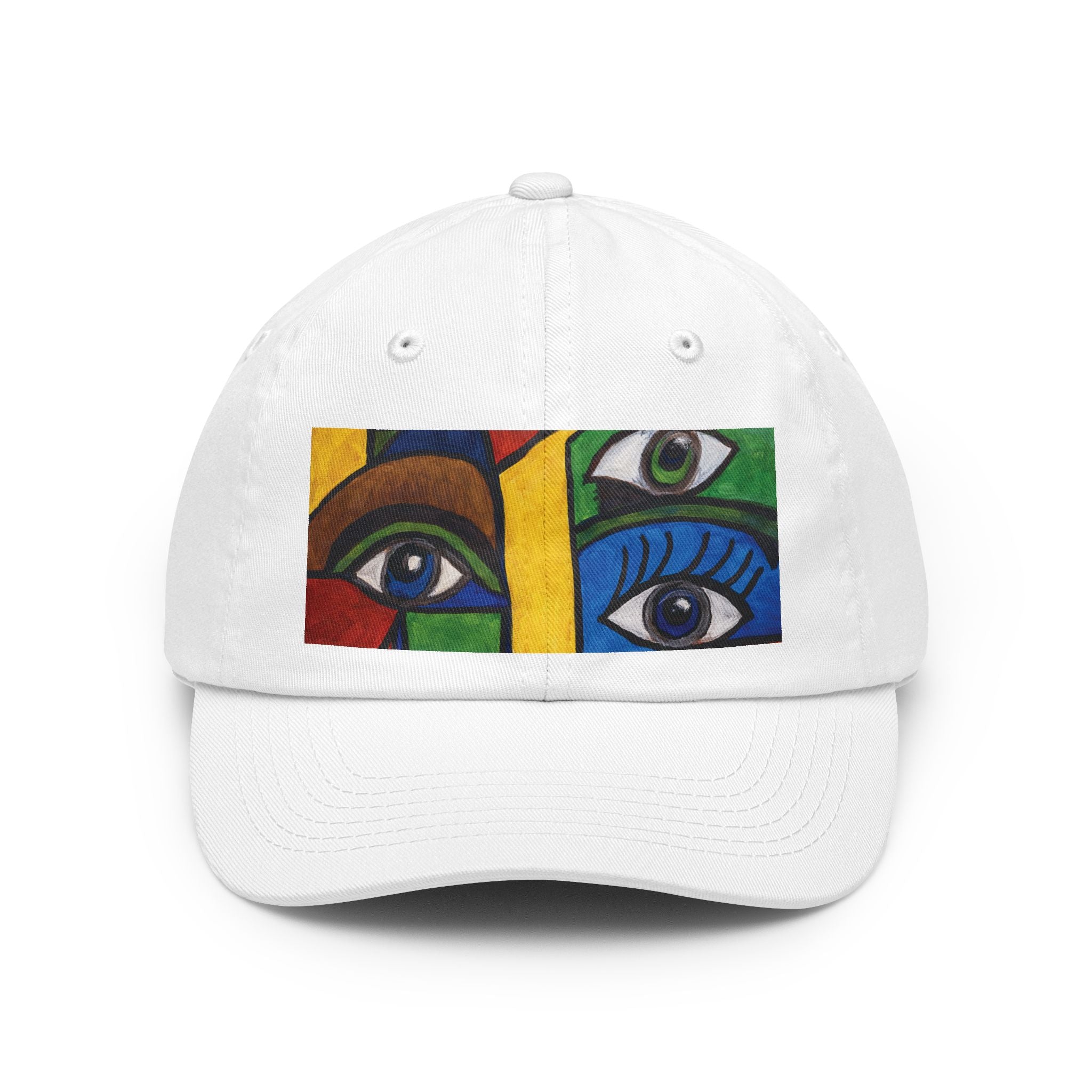 Abstract Eyes Dad Hat — Colorful Cubist Eye Art Cap