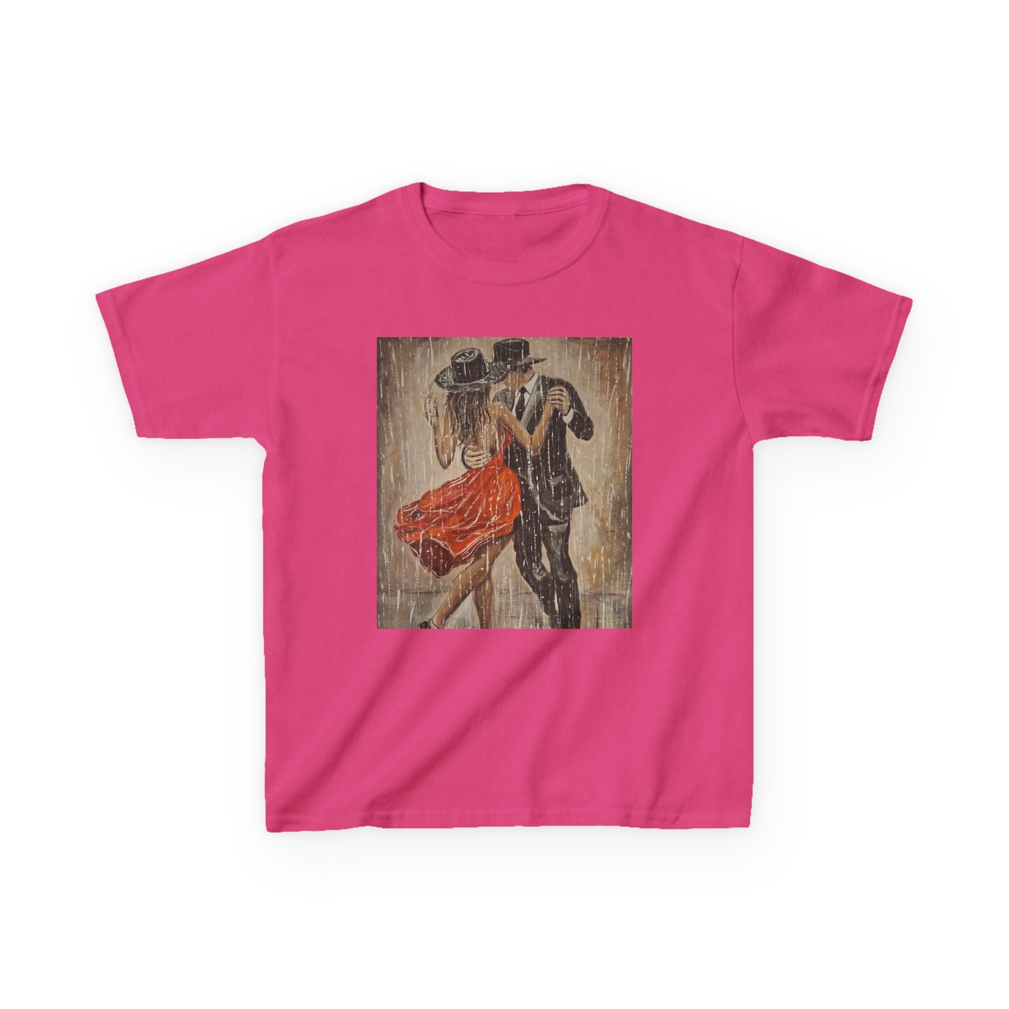 Kids Dance & Violin Art Tee — Vintage Ballroom Couple & Violinist Graphic Shirt