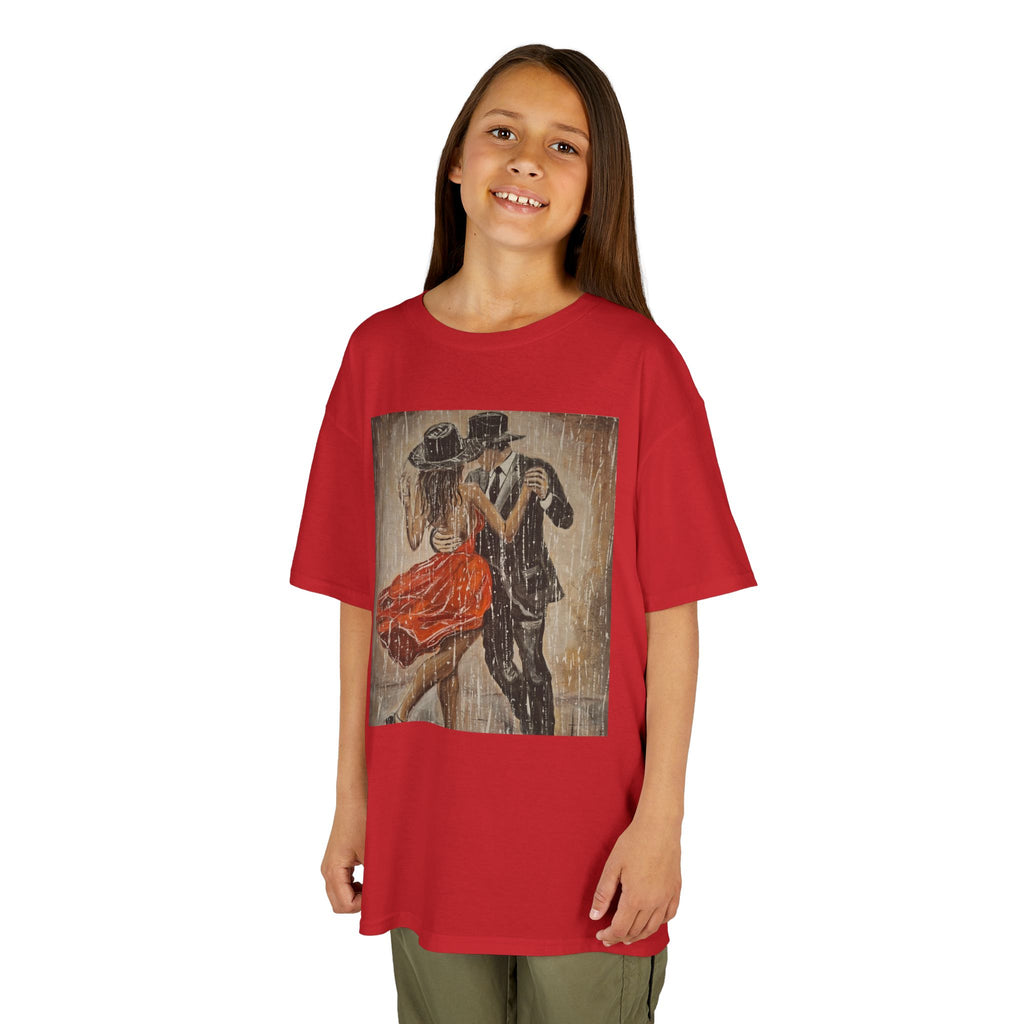 Kids Dance & Violin Art Tee — Vintage Ballroom Couple & Violinist Graphic Shirt