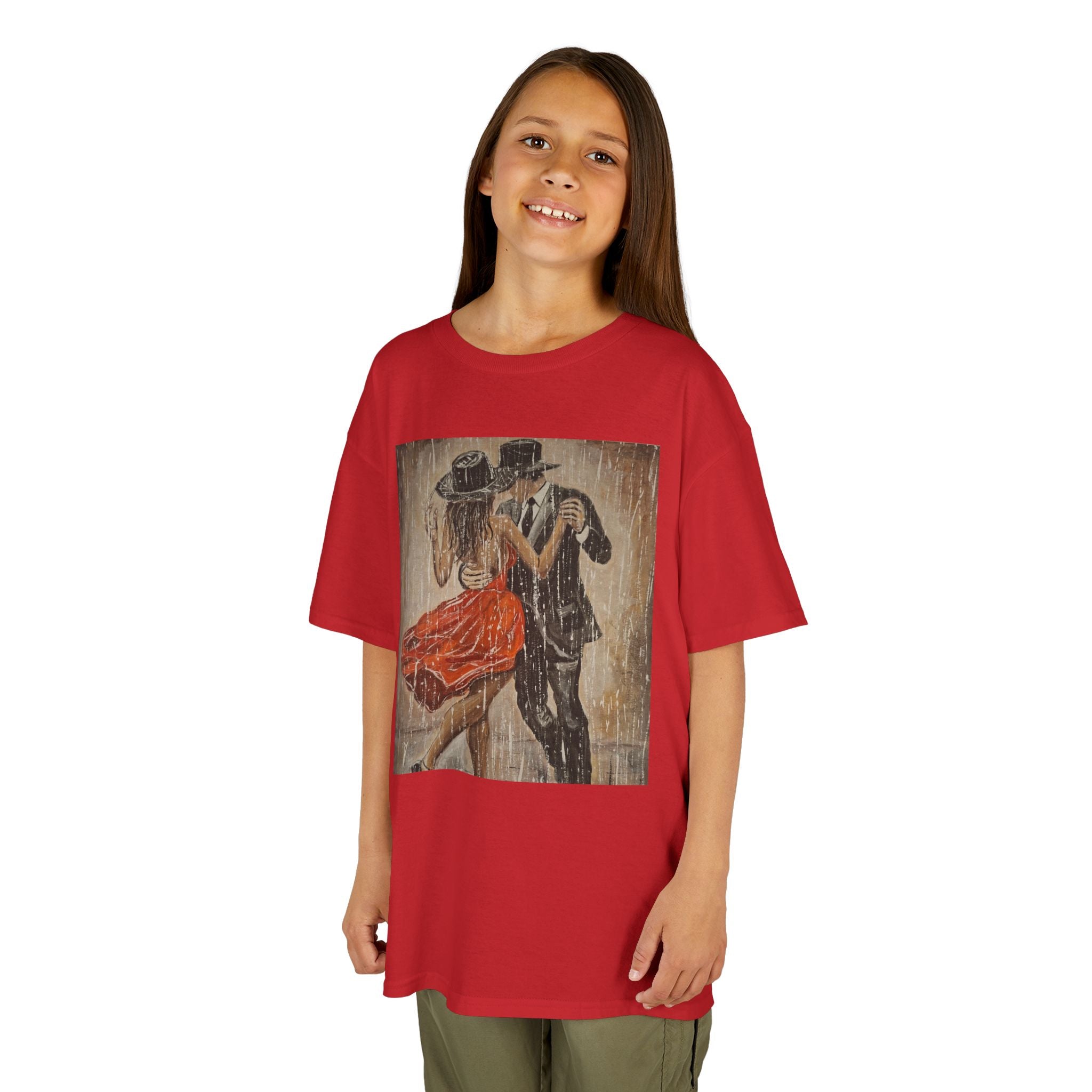 Kids Dance & Violin Art Tee — Vintage Ballroom Couple & Violinist Graphic Shirt