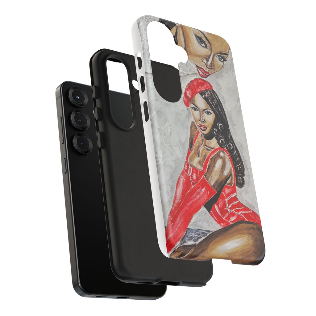 Pinup Girl Illustration Phone Case | Retro Femme Fatale, Red Outfit