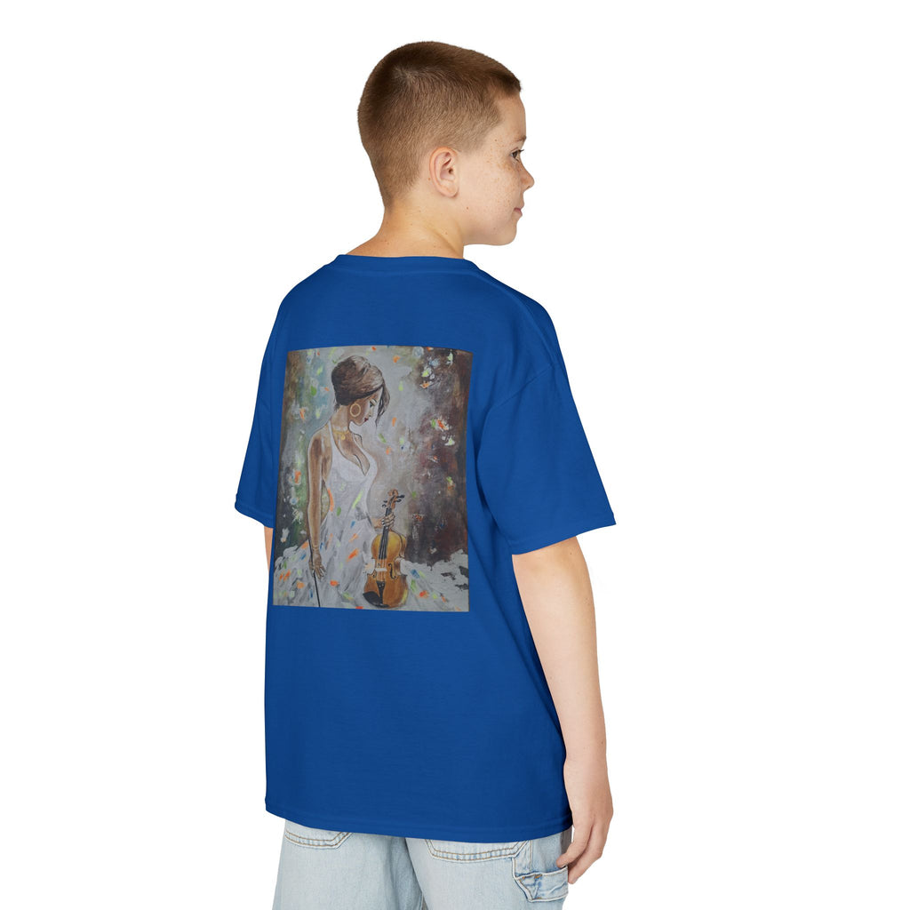 Kids Dance & Violin Art Tee — Vintage Ballroom Couple & Violinist Graphic Shirt