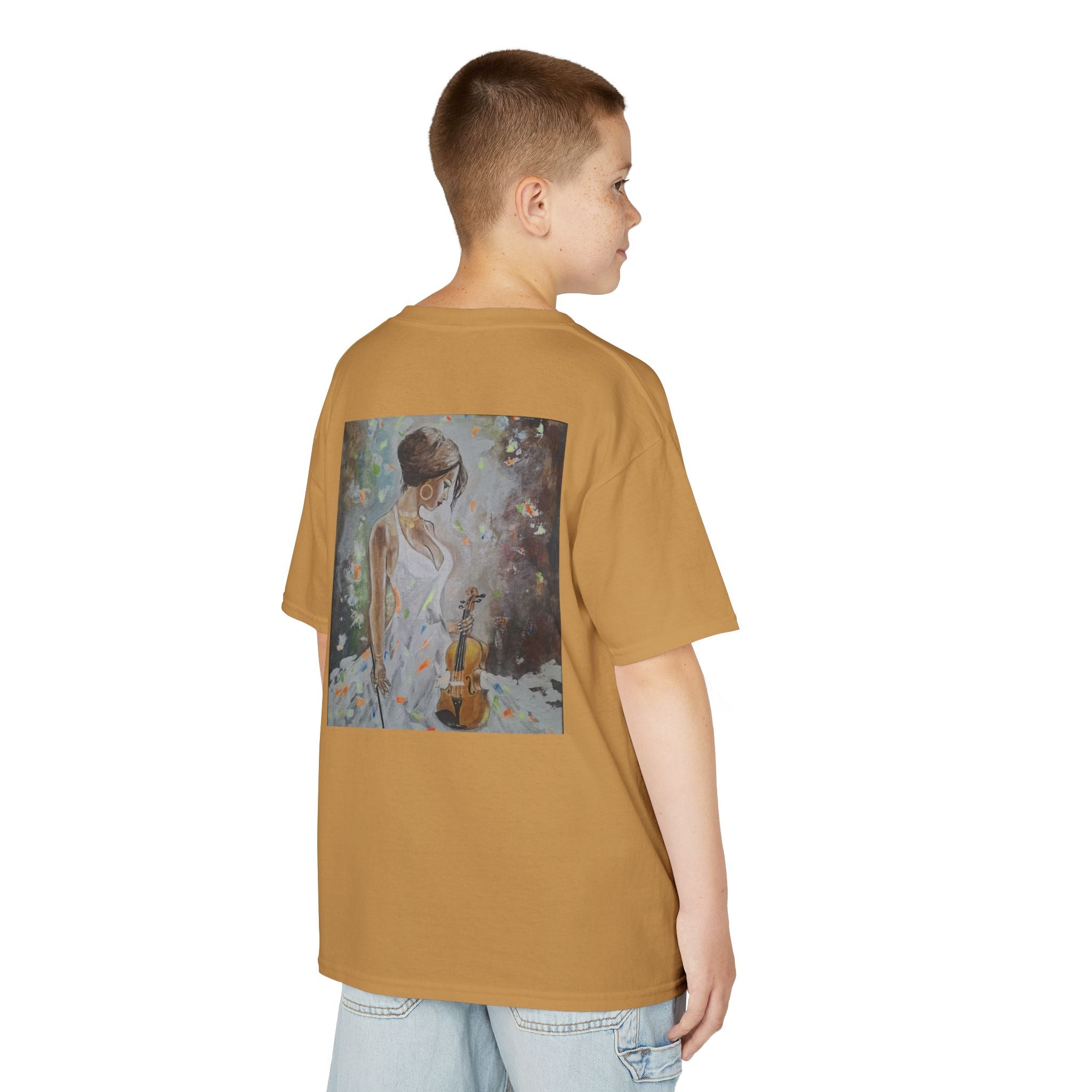Kids Dance & Violin Art Tee — Vintage Ballroom Couple & Violinist Graphic Shirt