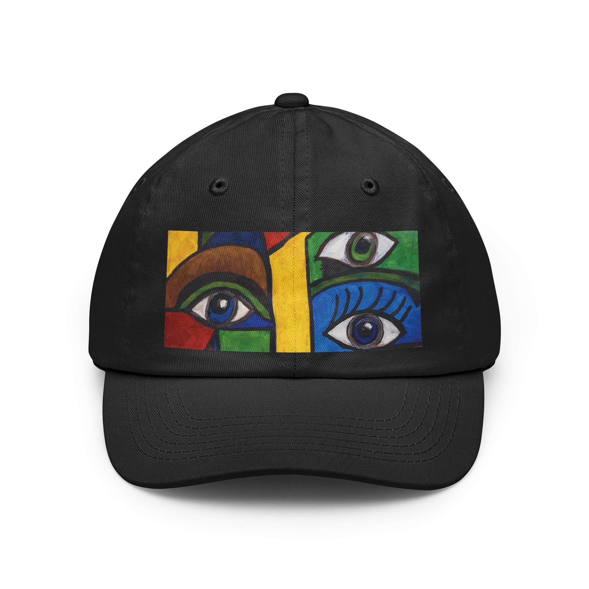 Abstract Eyes Dad Hat — Colorful Cubist Eye Art Cap