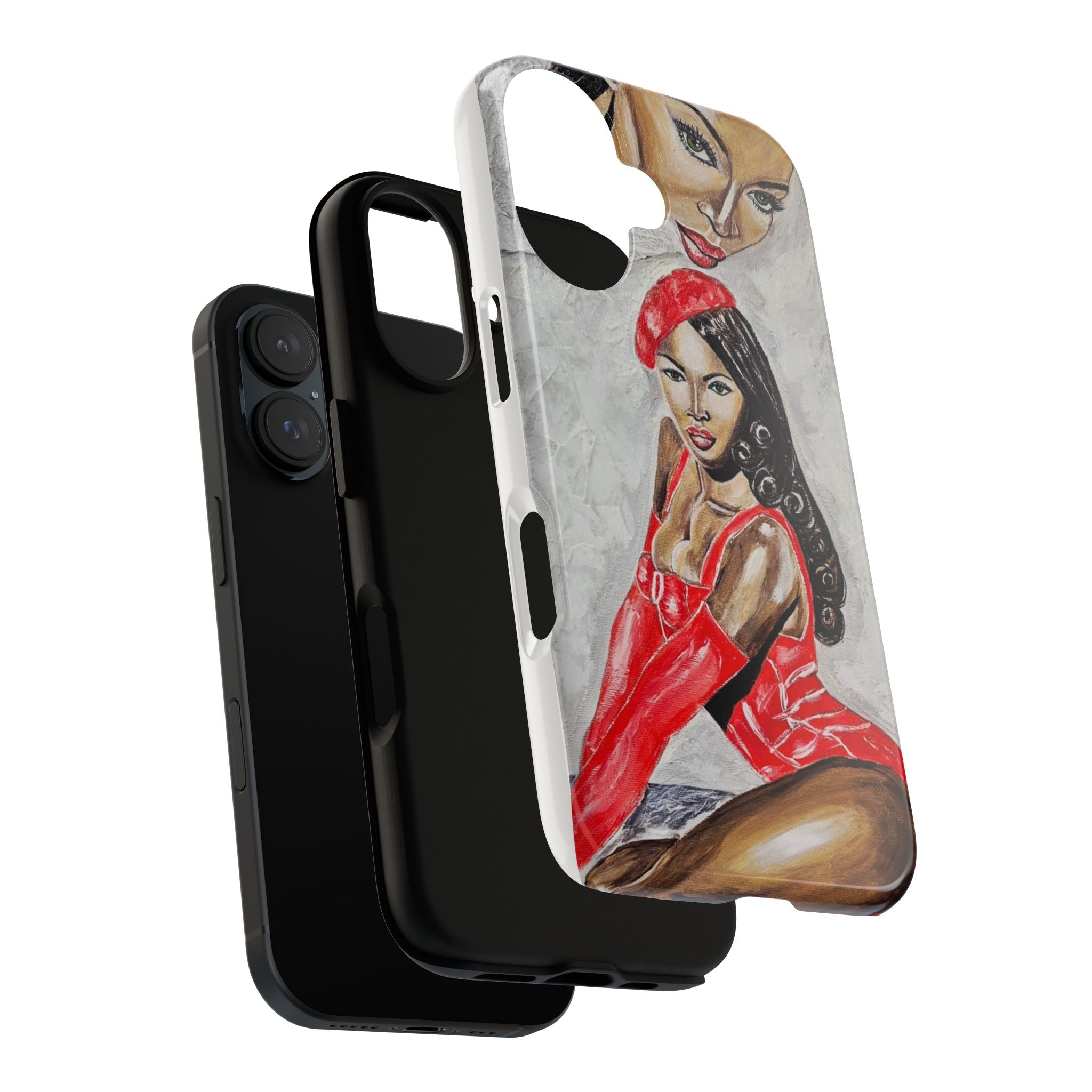 Pinup Girl Illustration Phone Case | Retro Femme Fatale, Red Outfit