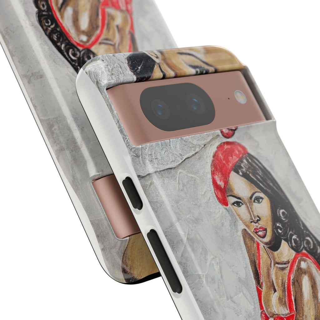 Pinup Girl Illustration Phone Case | Retro Femme Fatale, Red Outfit