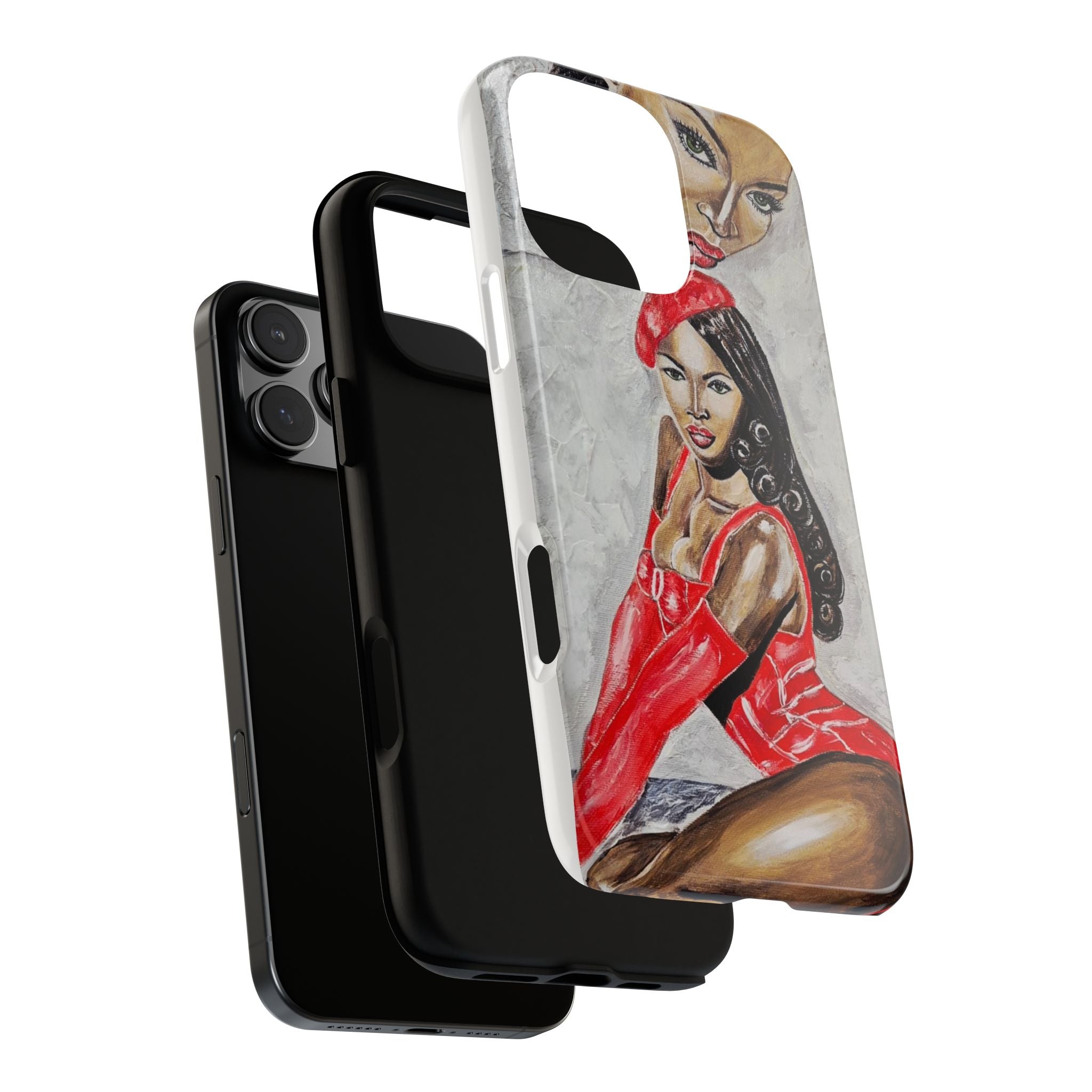 Pinup Girl Illustration Phone Case | Retro Femme Fatale, Red Outfit