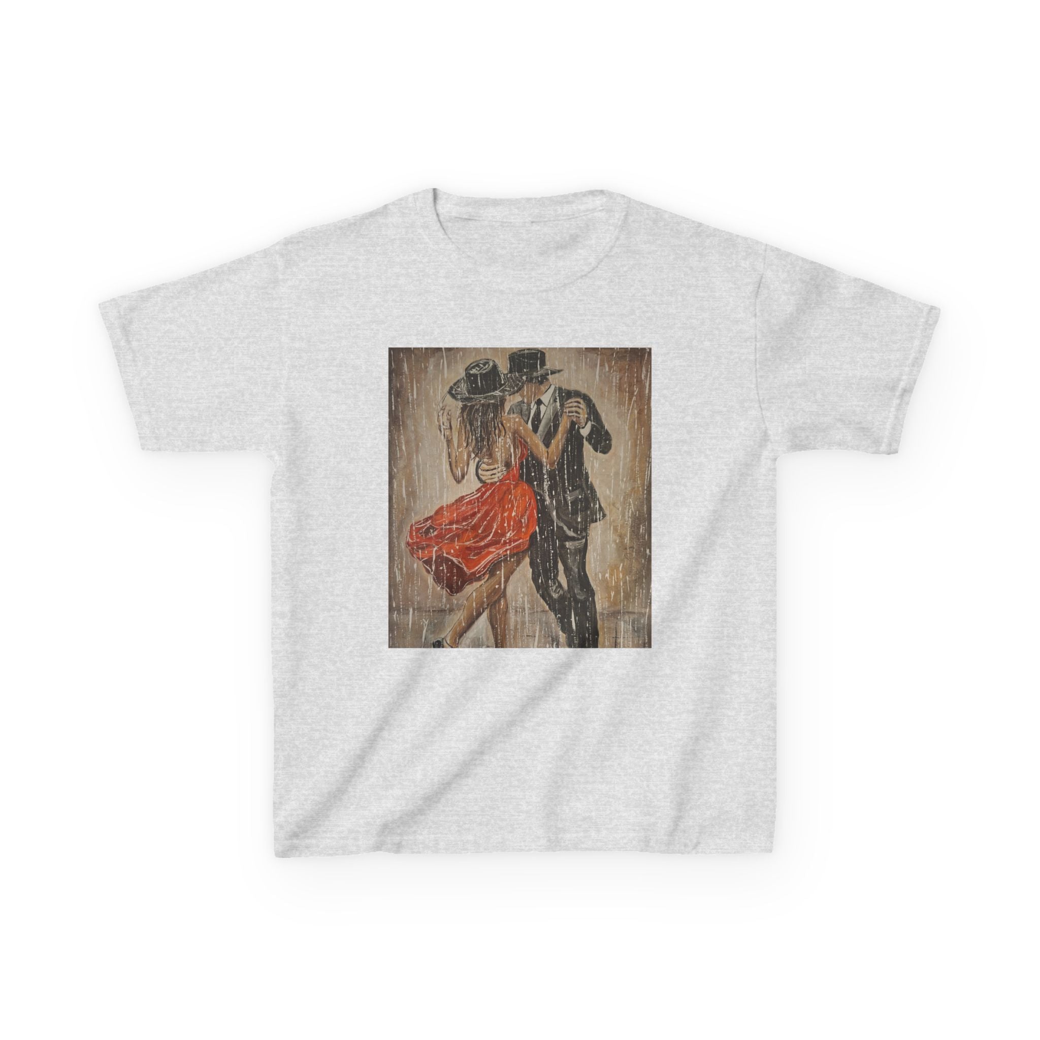Kids Dance & Violin Art Tee — Vintage Ballroom Couple & Violinist Graphic Shirt