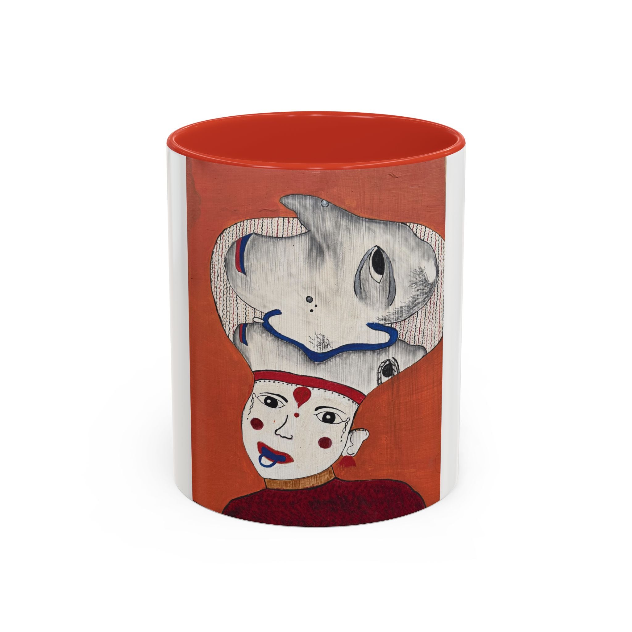 Surreal Face with Whale Hat Mug | Accent Coffee Mug