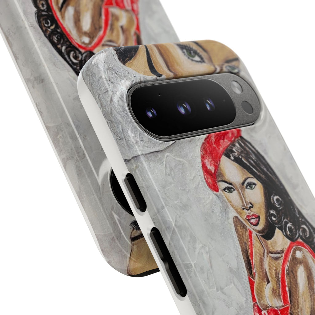 Pinup Girl Illustration Phone Case | Retro Femme Fatale, Red Outfit