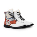 Hand-Painted Face Illustration Boots | Fur-Lined Leather Boots