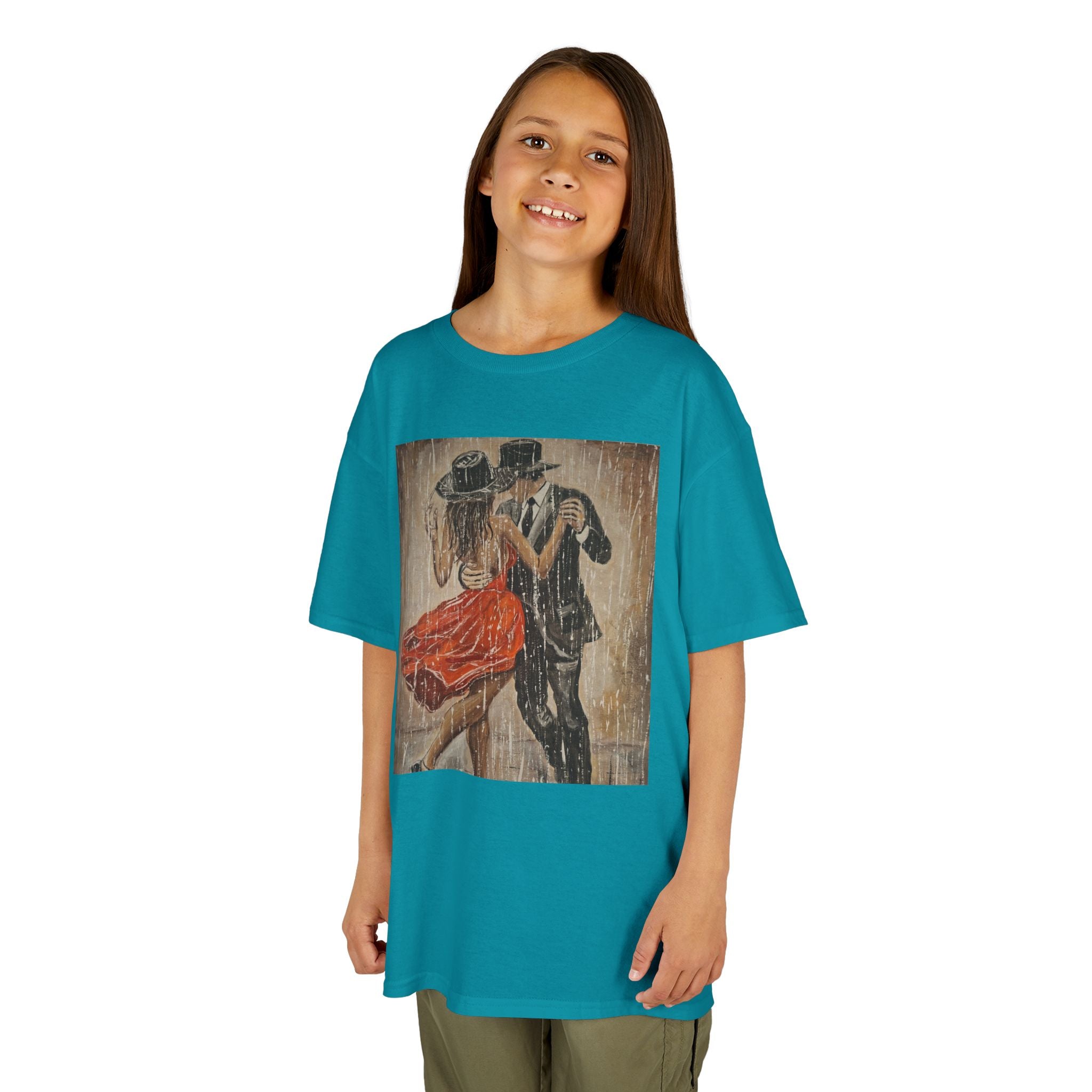 Kids Dance & Violin Art Tee — Vintage Ballroom Couple & Violinist Graphic Shirt