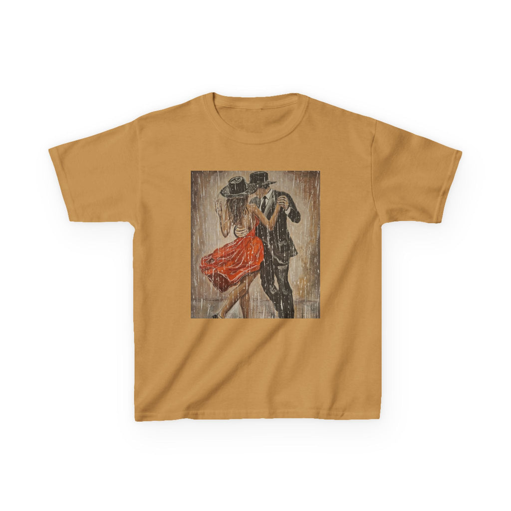 Kids Dance & Violin Art Tee — Vintage Ballroom Couple & Violinist Graphic Shirt