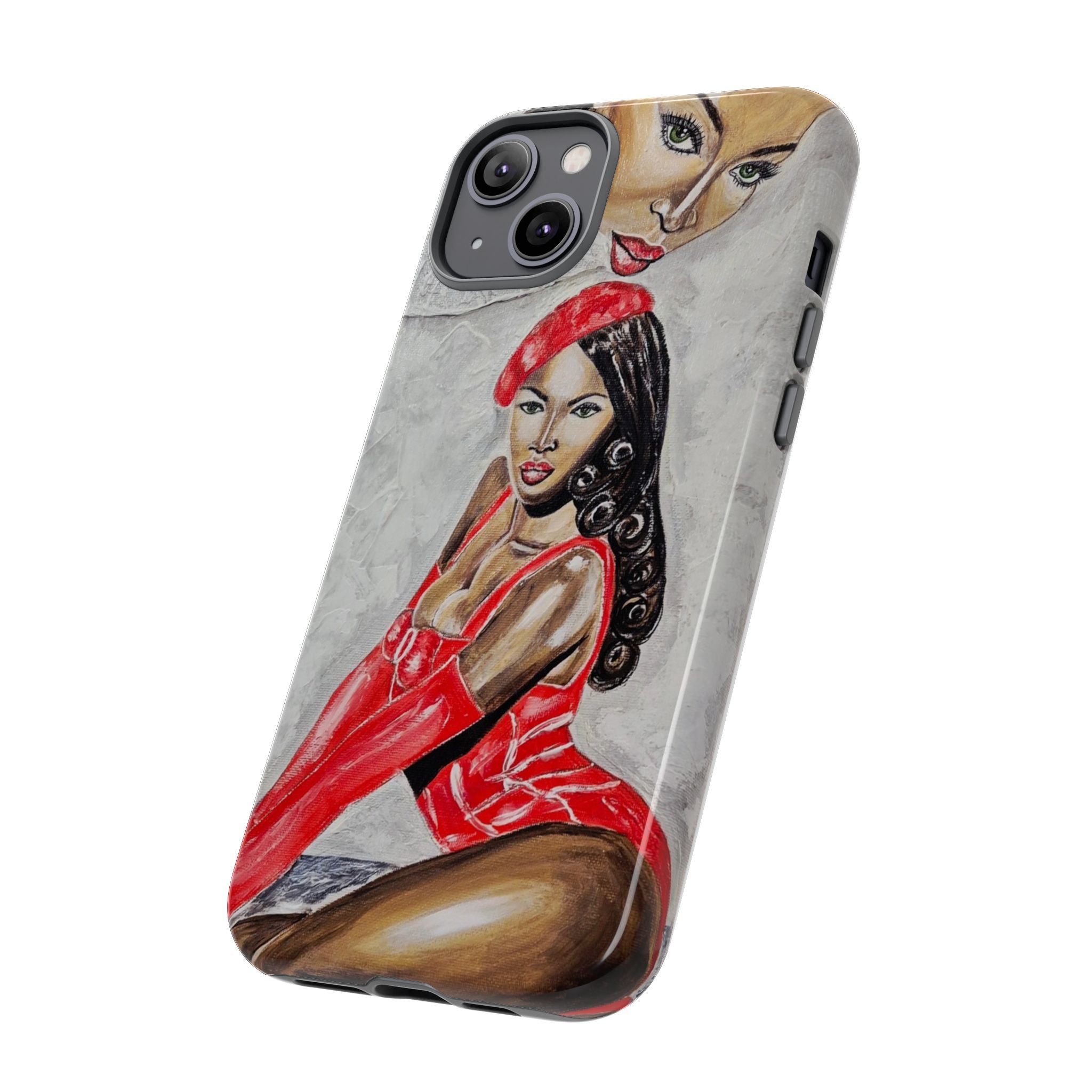 Pinup Girl Illustration Phone Case | Retro Femme Fatale, Red Outfit