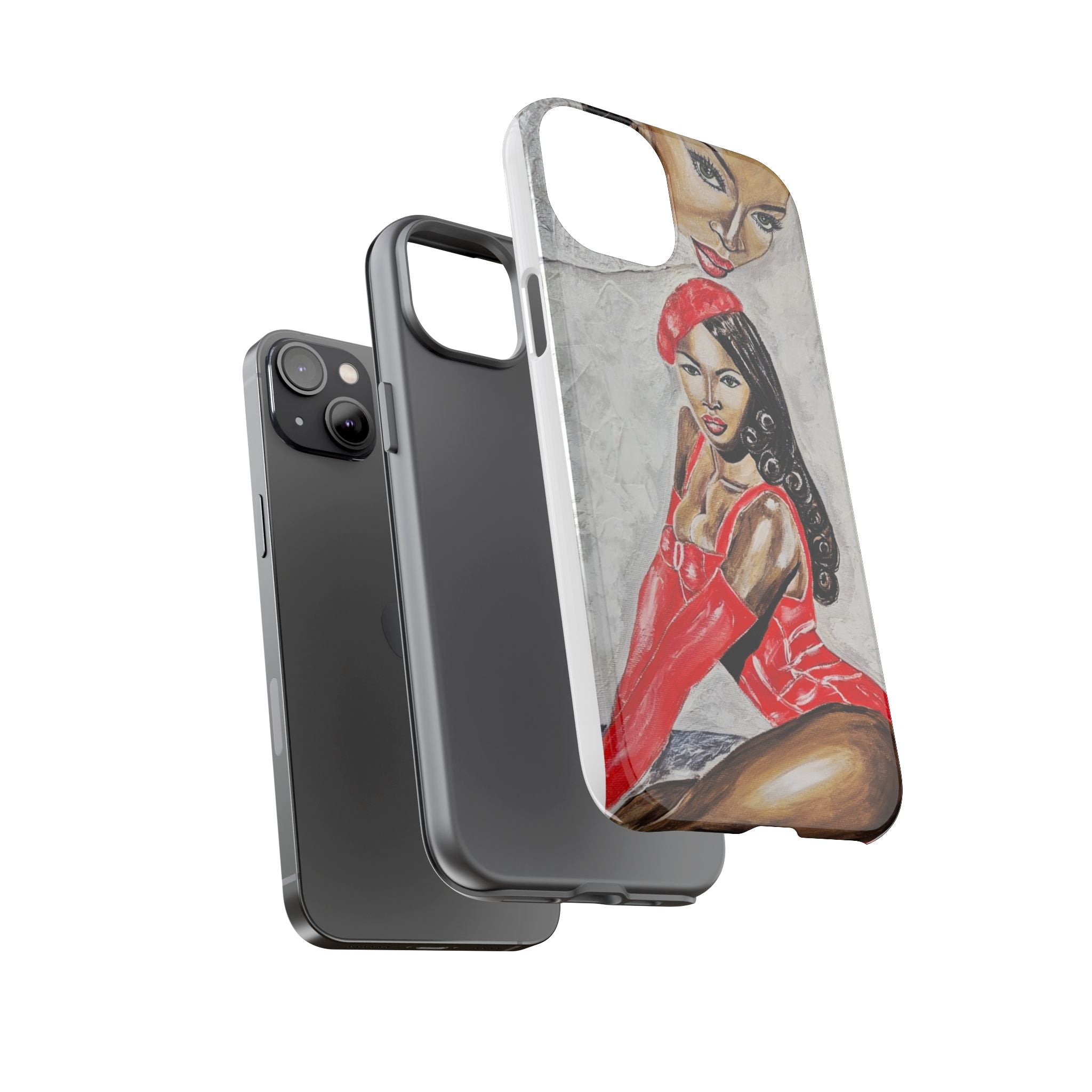 Pinup Girl Illustration Phone Case | Retro Femme Fatale, Red Outfit