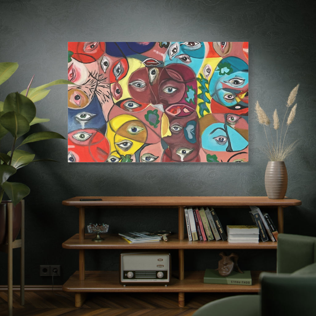 Colorful Abstract Faces Canvas | Matte Stretched Canvas
