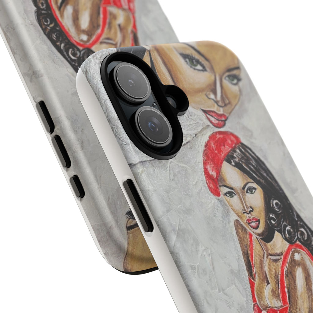 Pinup Girl Illustration Phone Case | Retro Femme Fatale, Red Outfit