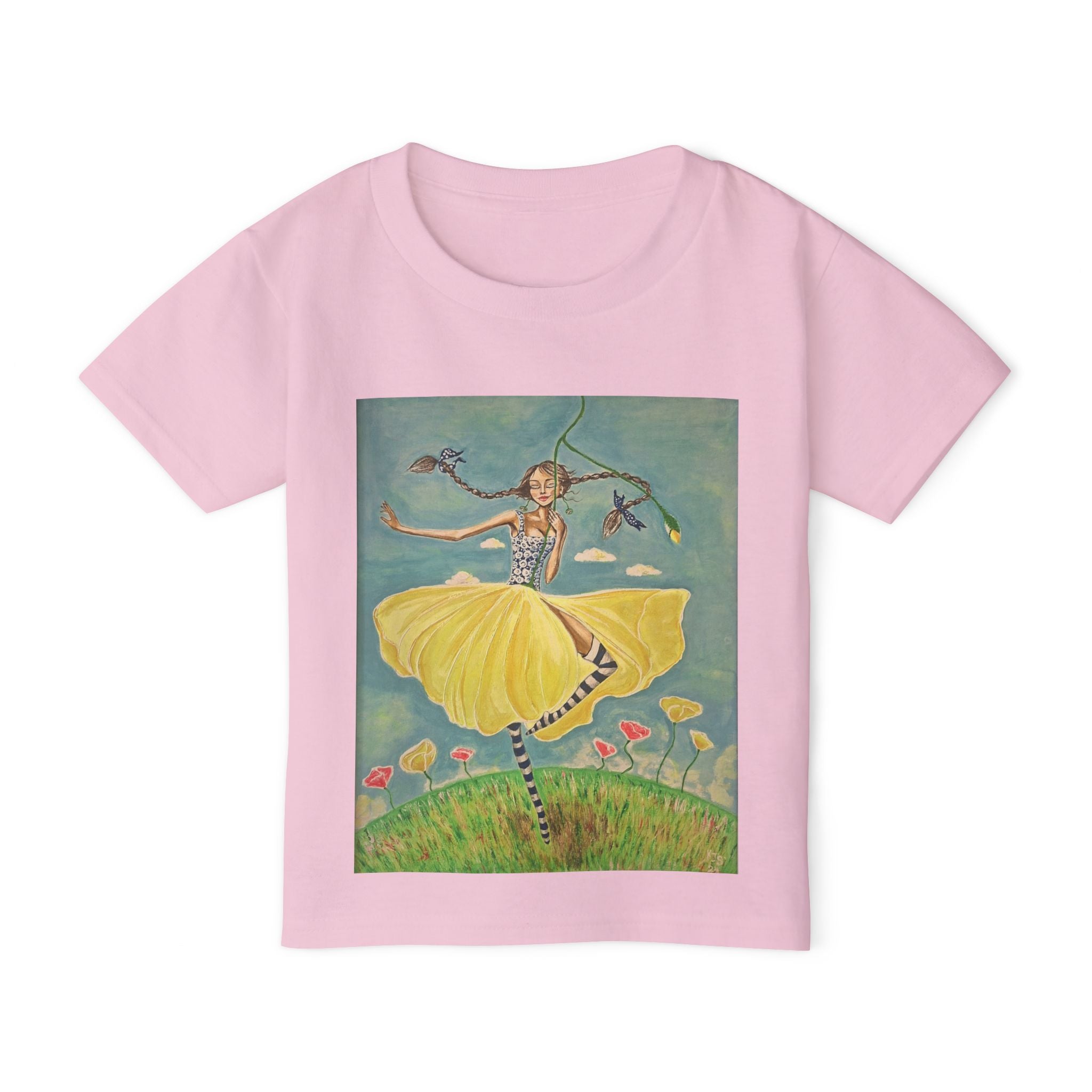 Dancing Girl Illustration Toddler T-shirt | Whimsical Kids Art
