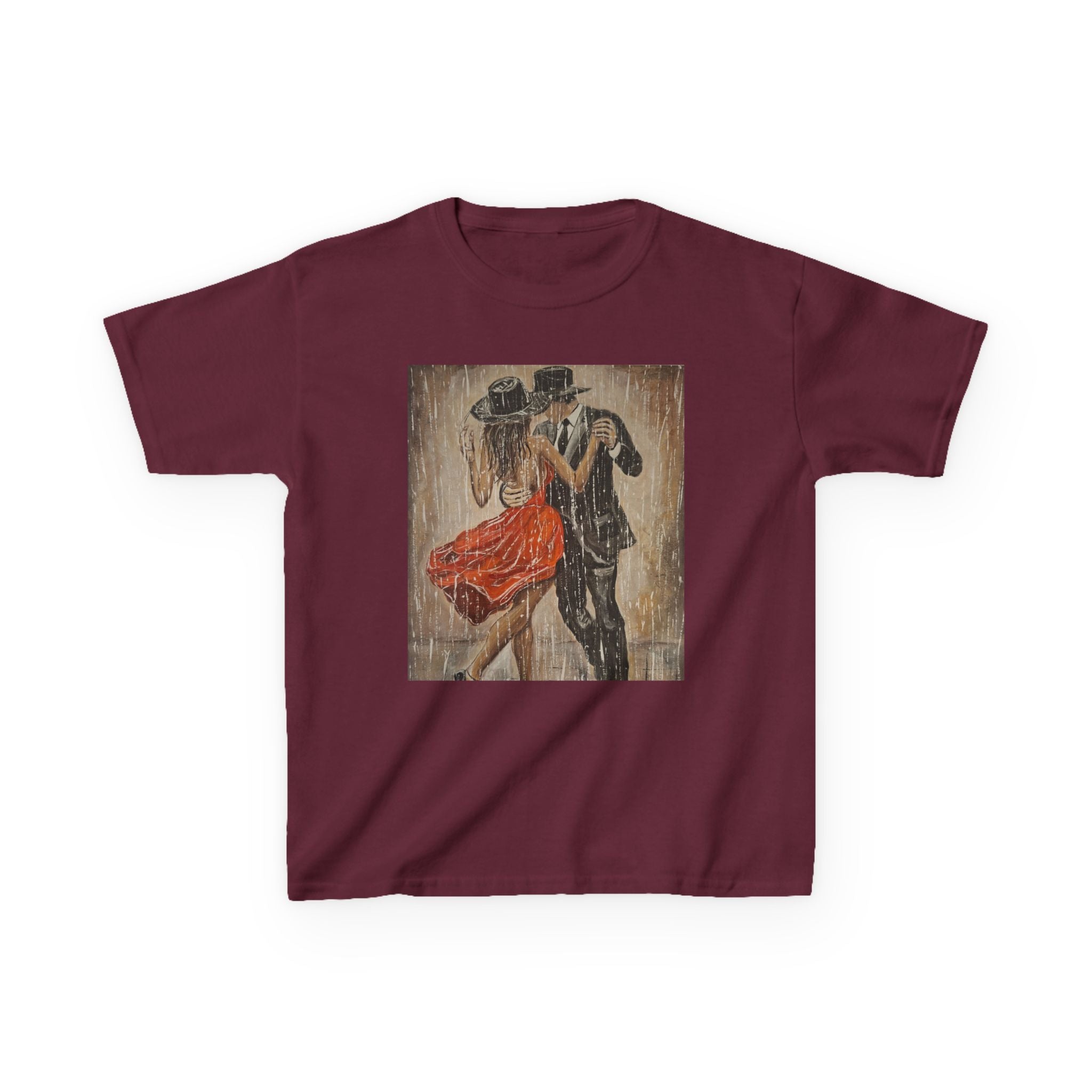 Kids Dance & Violin Art Tee — Vintage Ballroom Couple & Violinist Graphic Shirt