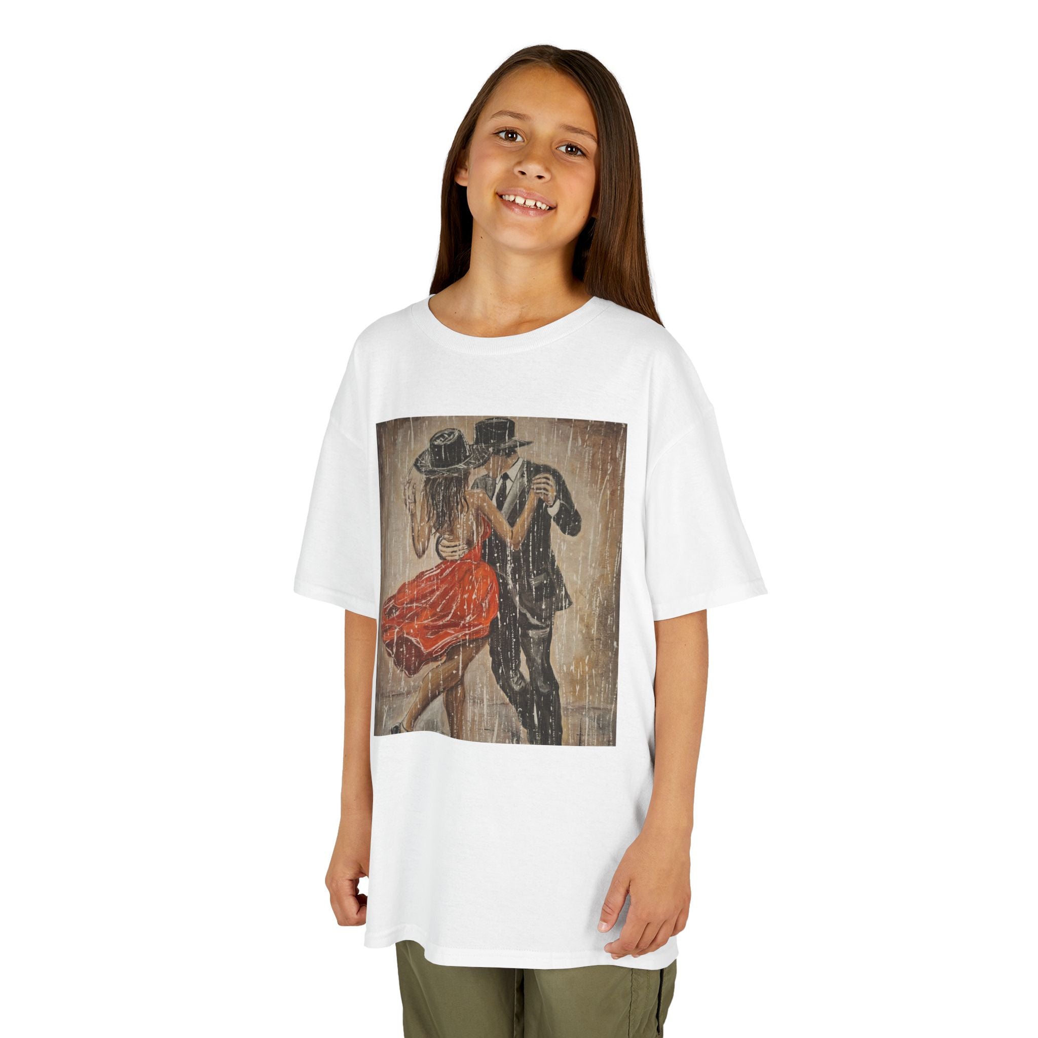 Kids Dance & Violin Art Tee — Vintage Ballroom Couple & Violinist Graphic Shirt