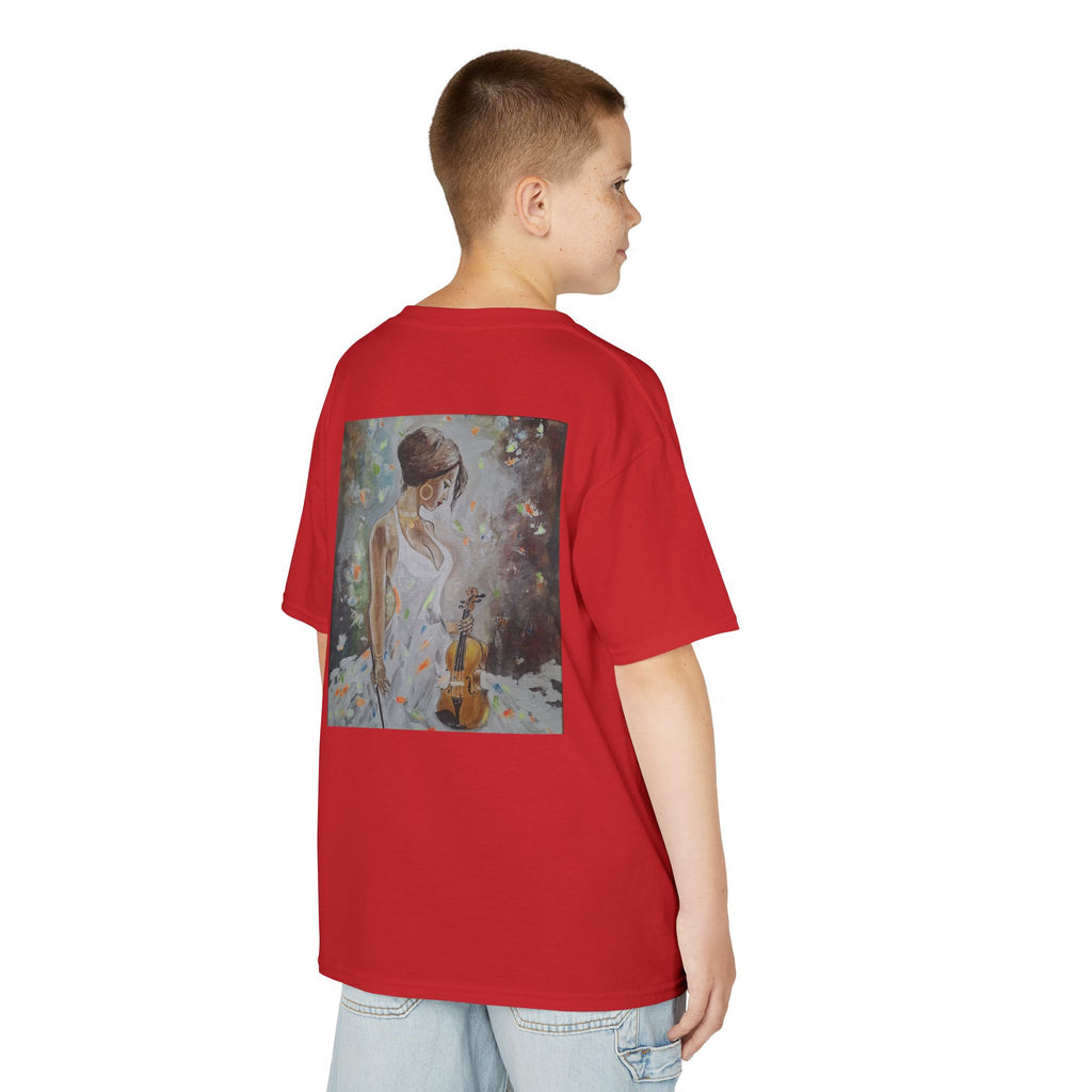 Kids Dance & Violin Art Tee — Vintage Ballroom Couple & Violinist Graphic Shirt