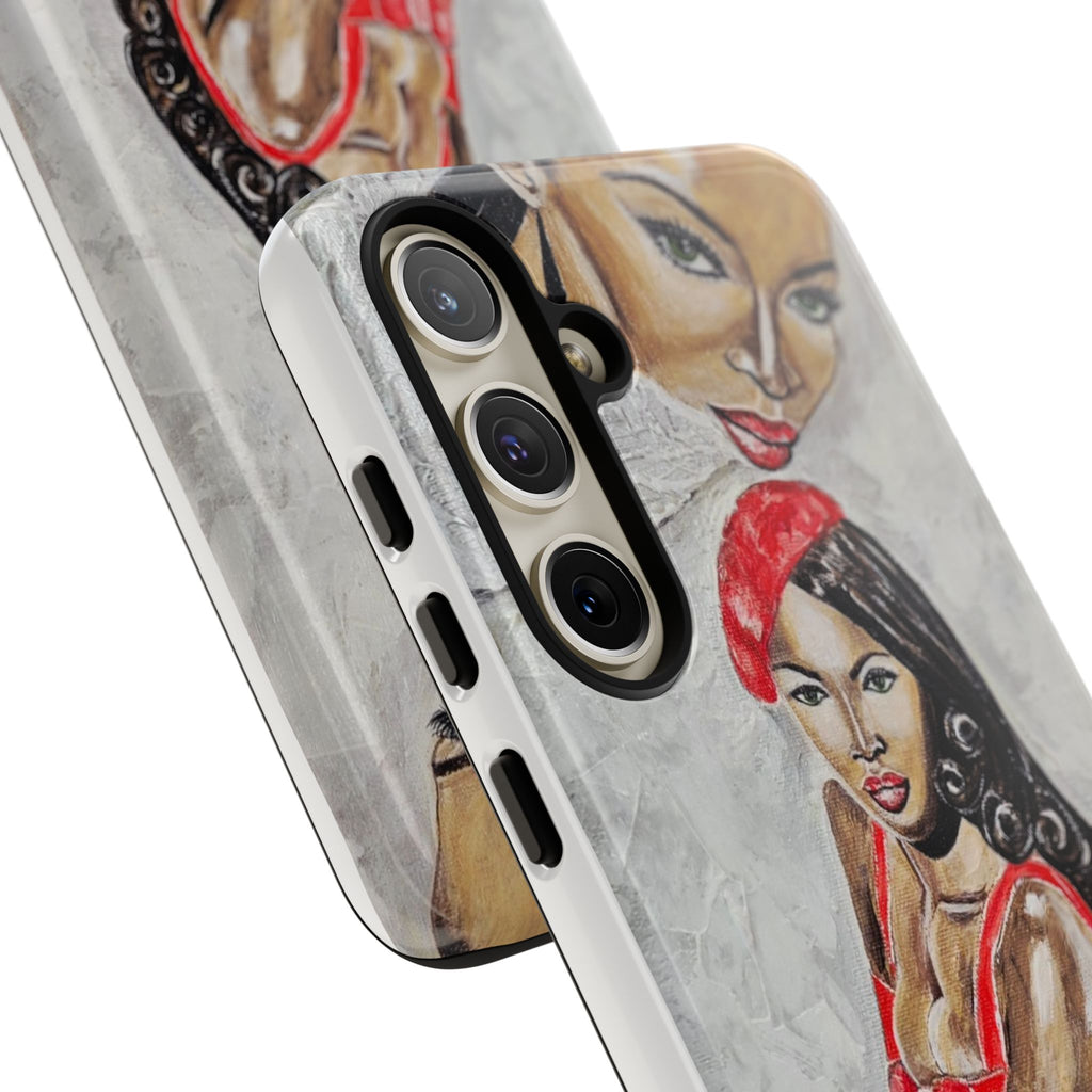 Pinup Girl Illustration Phone Case | Retro Femme Fatale, Red Outfit