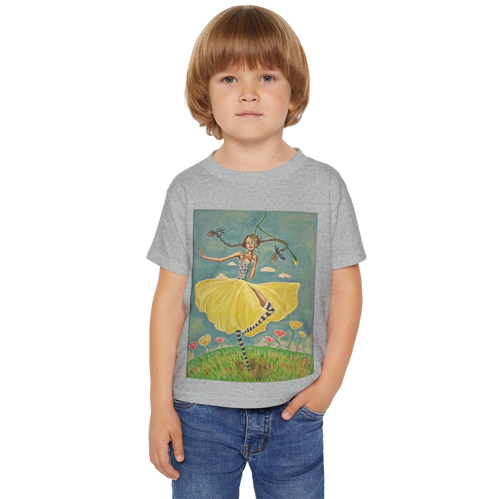 Dancing Girl Illustration Toddler T-shirt | Whimsical Kids Art