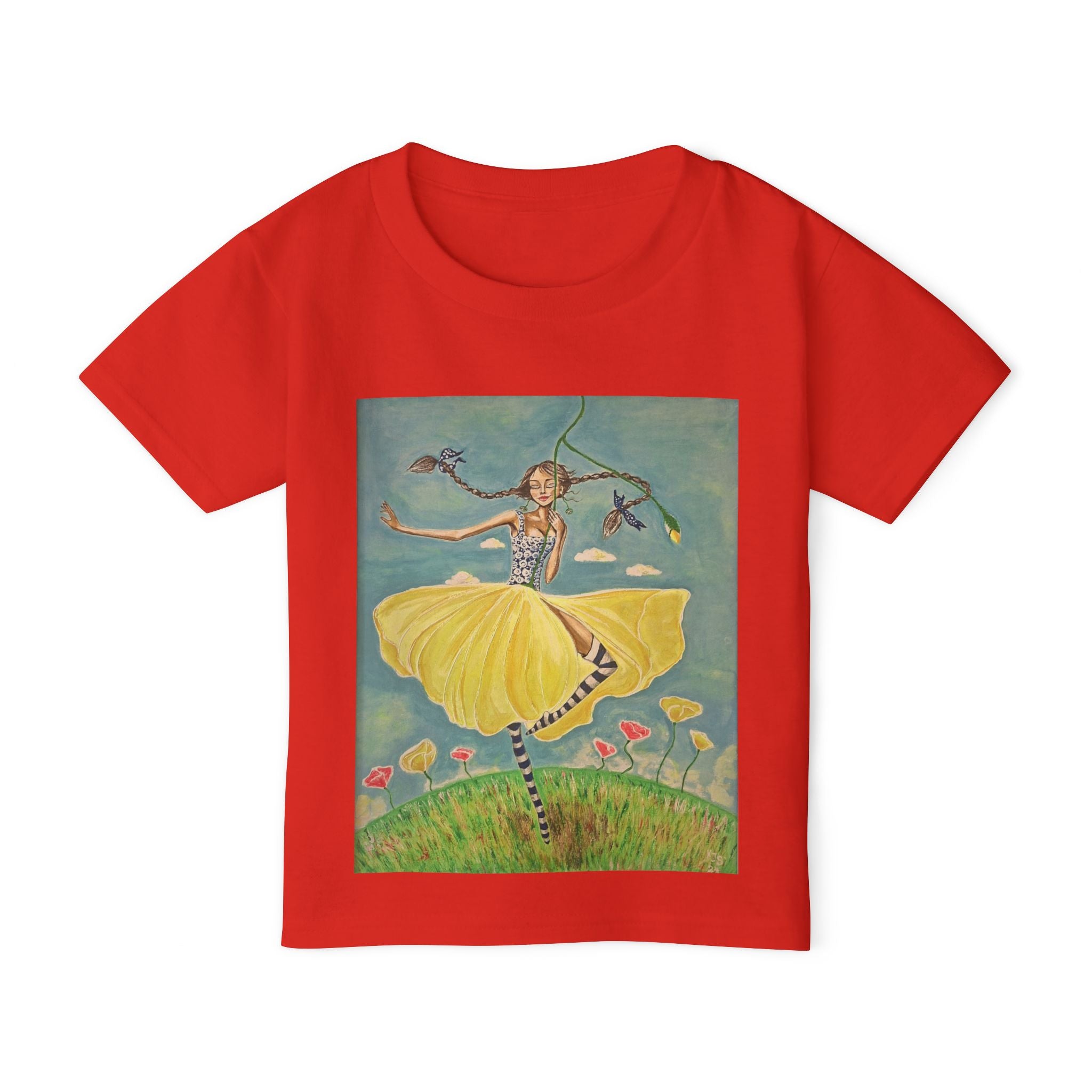 Dancing Girl Illustration Toddler T-shirt | Whimsical Kids Art