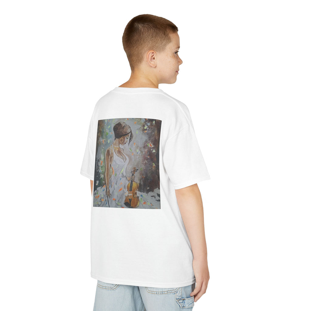 Kids Dance & Violin Art Tee — Vintage Ballroom Couple & Violinist Graphic Shirt