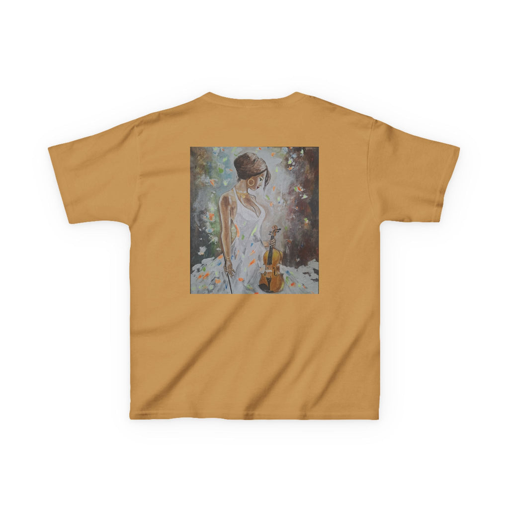 Kids Dance & Violin Art Tee — Vintage Ballroom Couple & Violinist Graphic Shirt
