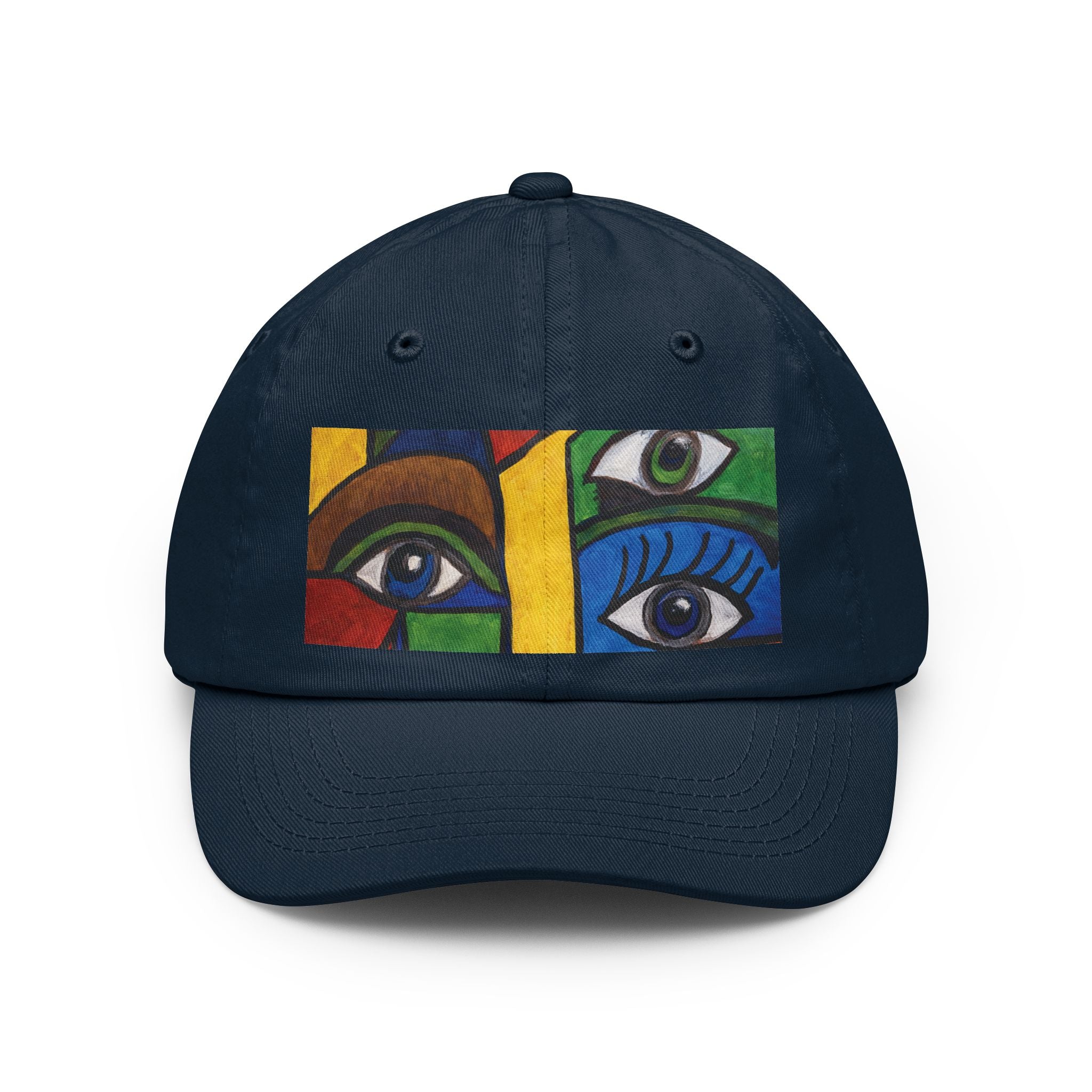 Abstract Eyes Dad Hat — Colorful Cubist Eye Art Cap